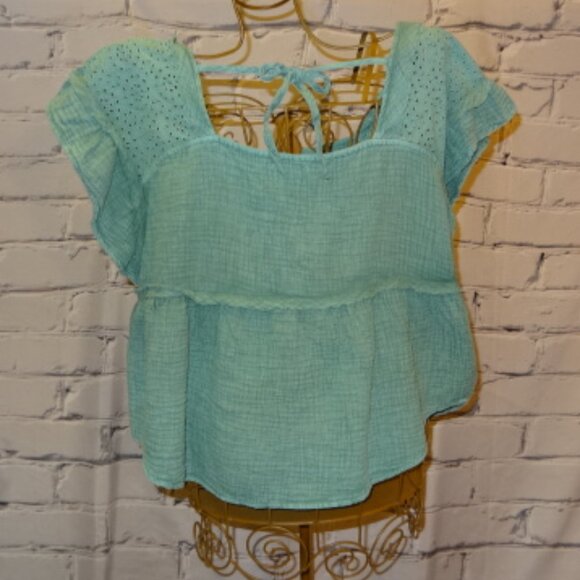 Maurice's Pretty Green Summer Gauze Top, NWT - Picture 2 of 7